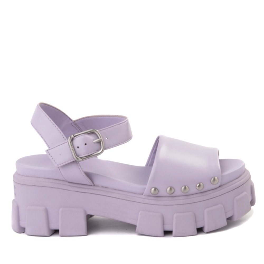 Anthropologie Lavender Platform Lug Sandals with Silver Studs